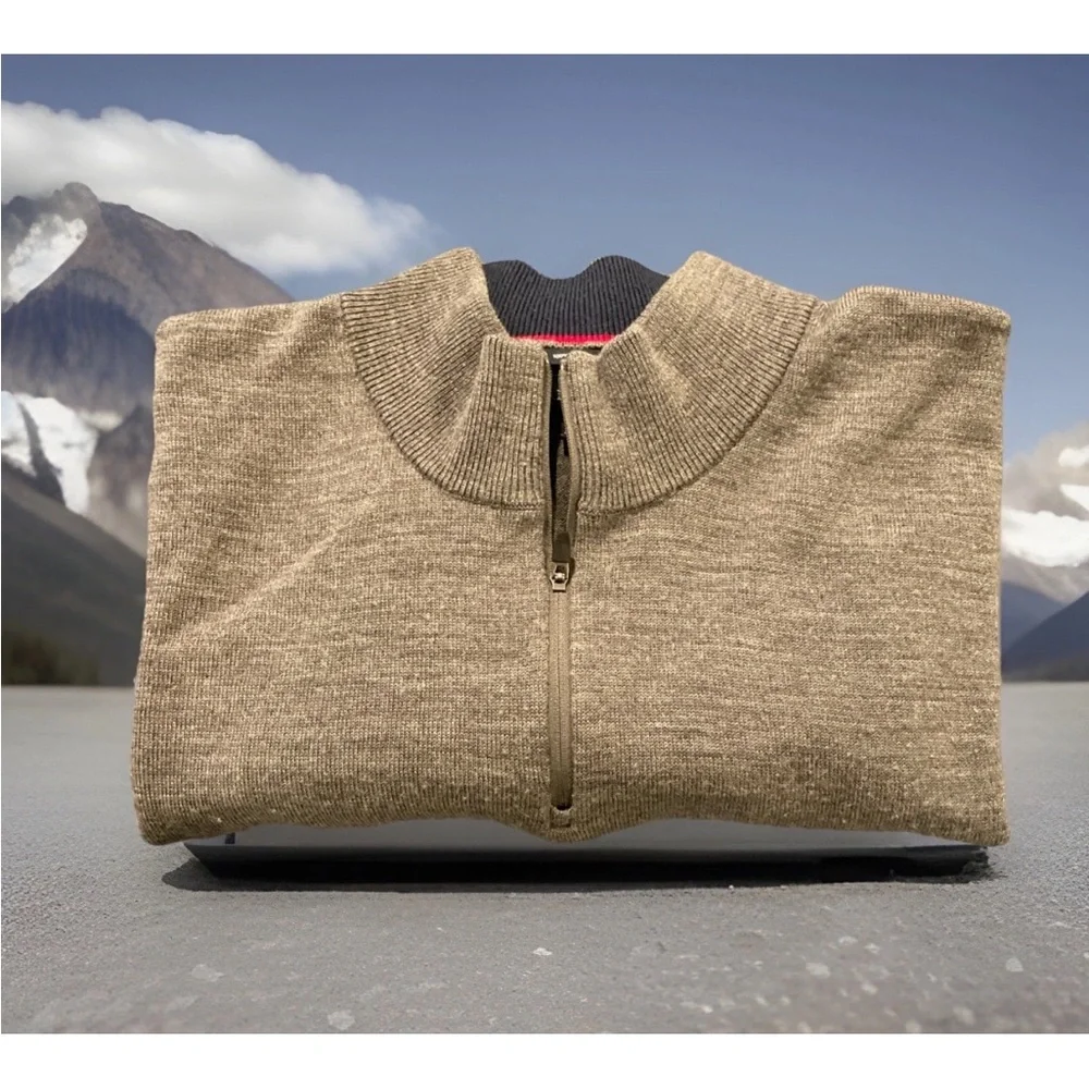 Gray quarter - Zip Men's Merino Wool Sweater - Lands End XXL (50-52)